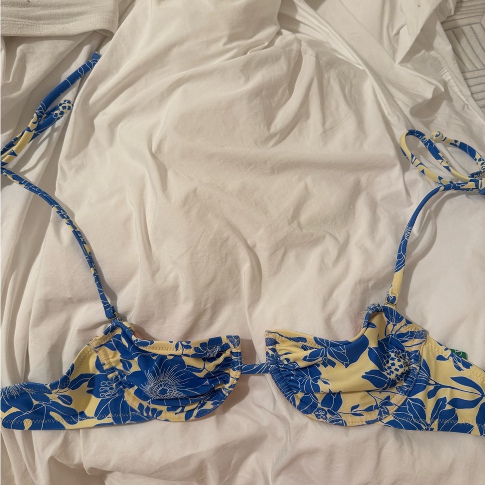 J. Crew Blue and Yellow Floral Bikini Top (A cup)